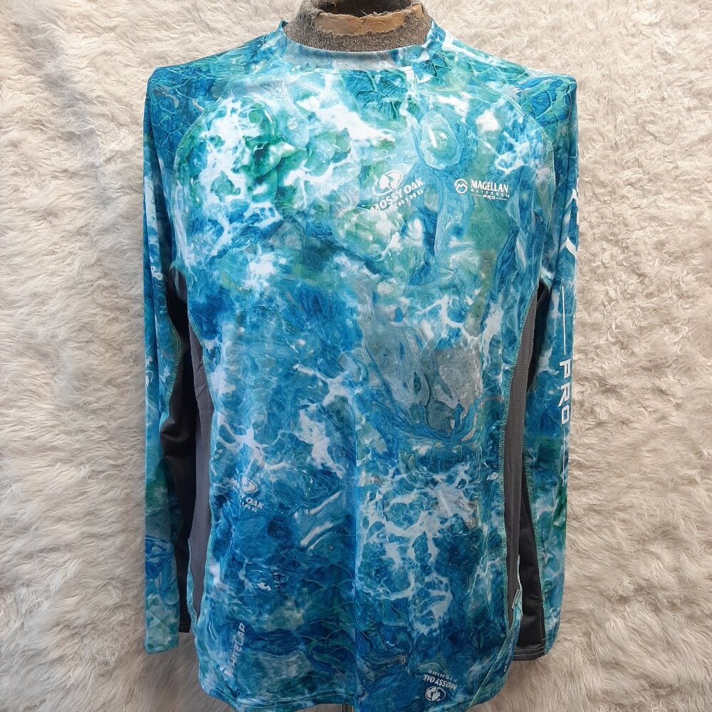 Magellan Outdoors Men's Fishing T-shirt Pro Angler UPF 50 Mossy Oak Vented Size: